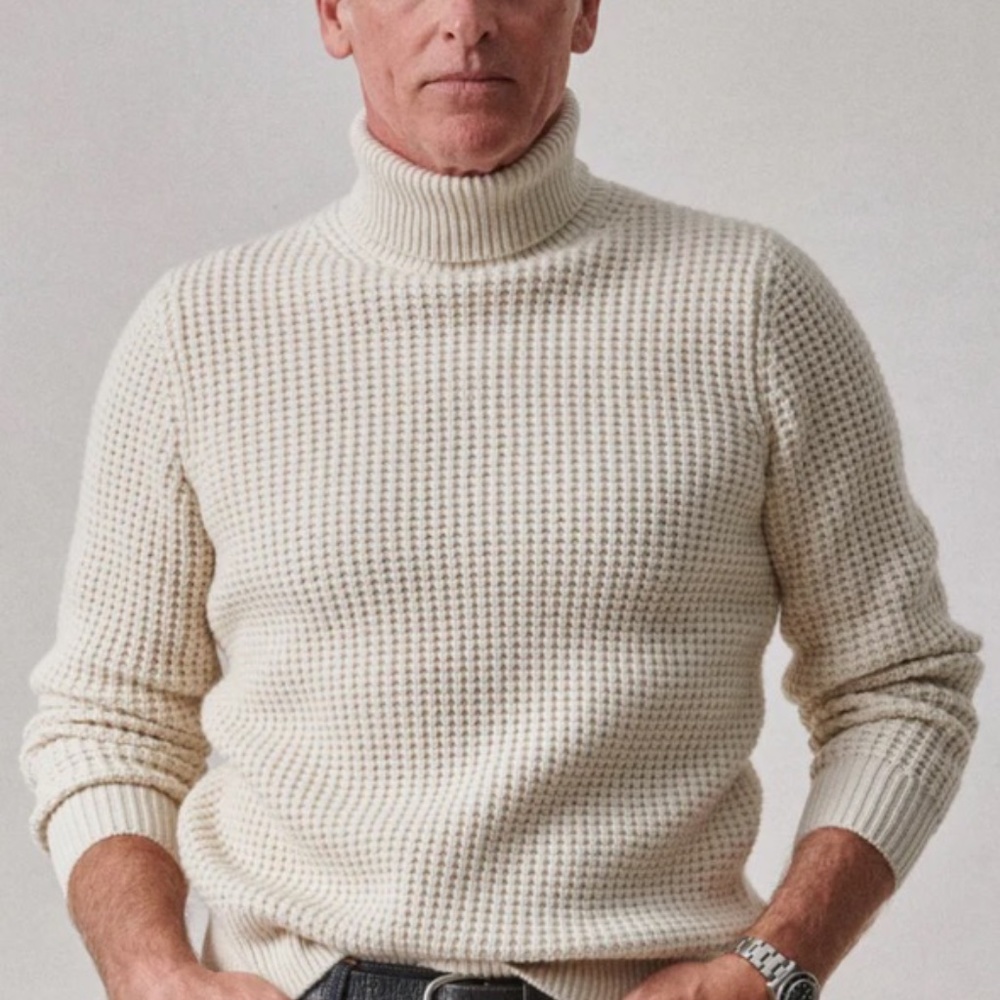 Buck Mason Marled Olive Herdsman Wool Turtleneck